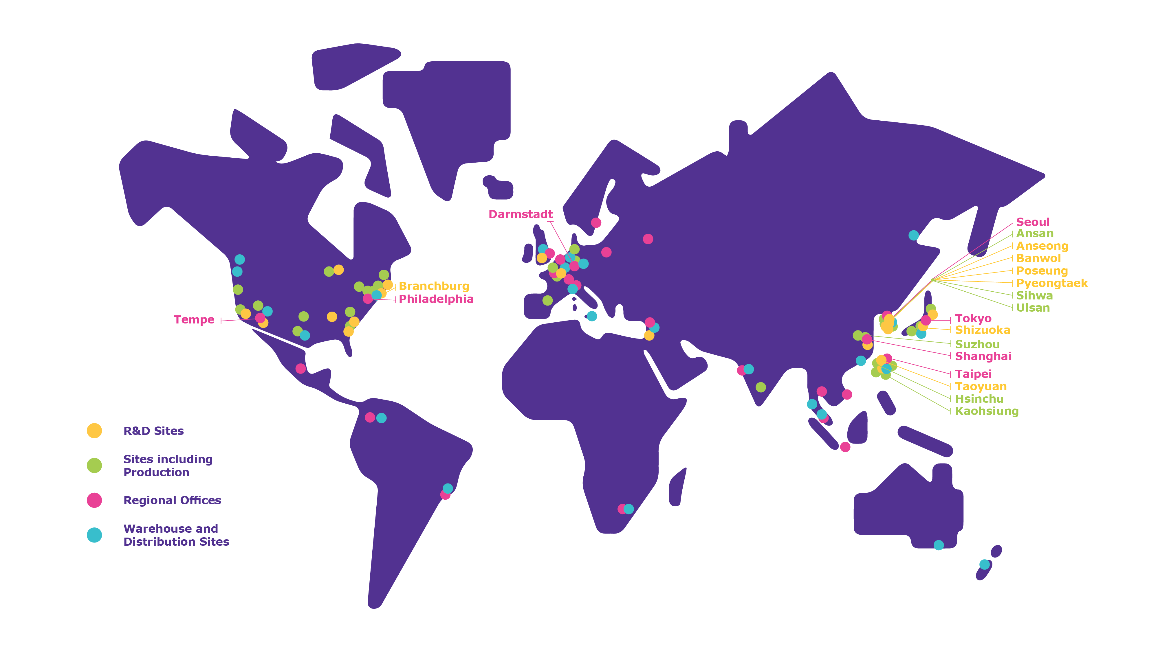 map of Merck Electroncis global presence